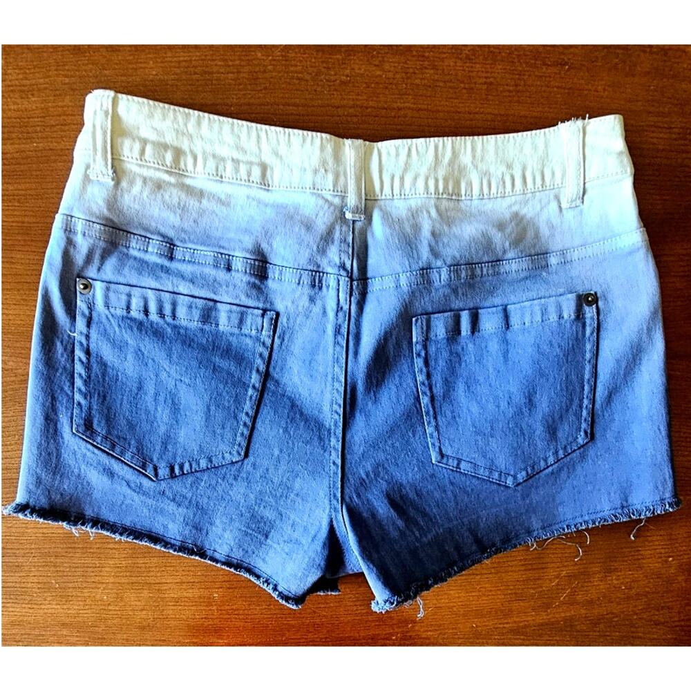 Blu Pepper Ombre Lace Shorts Denim Jean Hotpants, Festival, Western, Womens Sz M - Picture 2 of 9